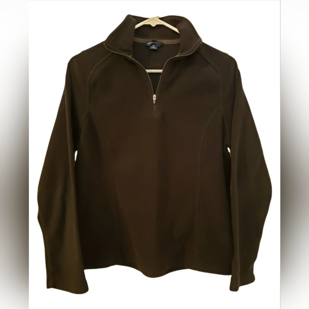 LANDS END WOMEN'S FLEECE 1/4 ZIP PULL OVER JACKET POLARTEC BLACK SIZE SMALL 6-8